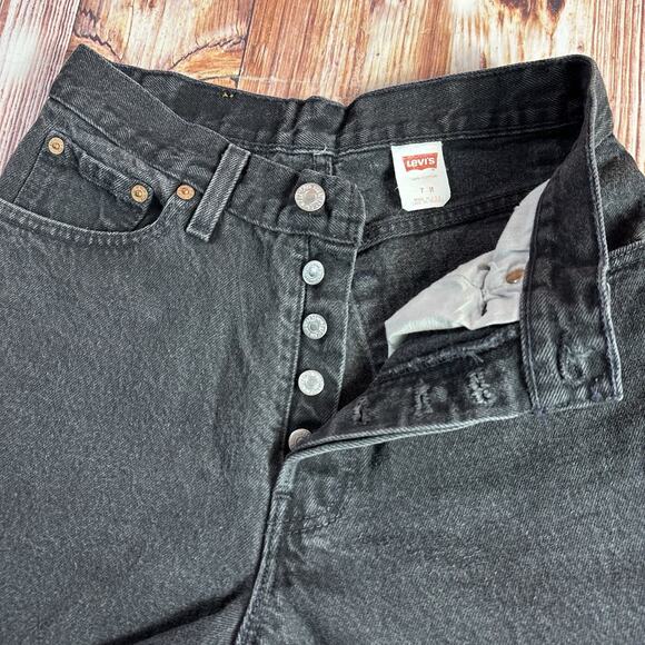 Vintage 90s Levis 501 Size 7 Black Button Fly Jeans Denim Pants Made USA 25x31.5 - Picture 9 of 12